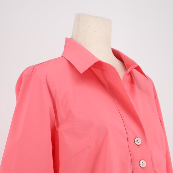 HINSON WU Aileen 3/4 Sleeve Button Back Stretch Cotton Top Salmon Pink Size M - Picture 3 of 7